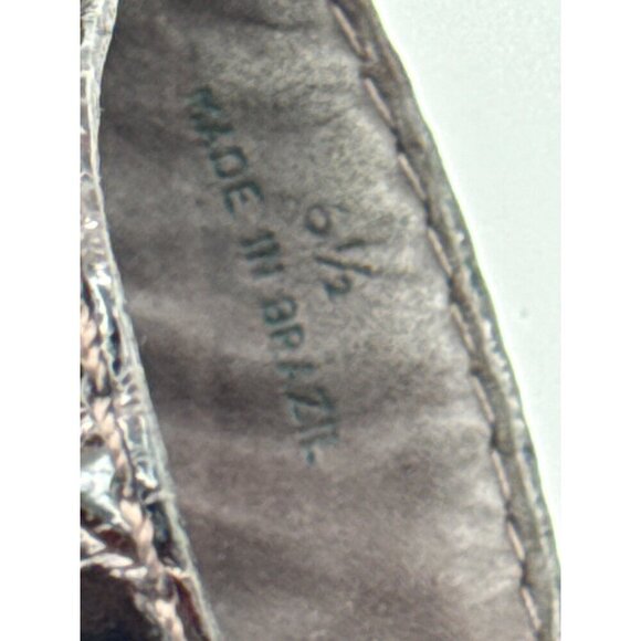 Diego Di Lucca Womens Brown Croc-Embossed Leather Slide Sandals 6.5 Made In Braz - Picture 6 of 8